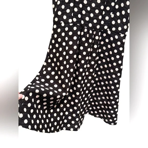 Anthropologie Maeve EUC Sz 4 Black & White Polka Dots Fit & Flare Dress (0535)